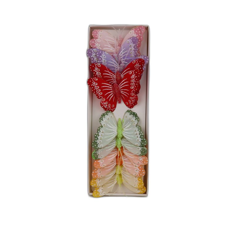 deco vlinder 12pcs - 8cm multicolor