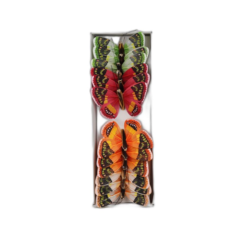 deco vlinder 12pcs - 8cm multicolor
