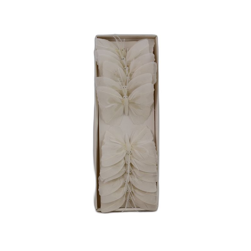 deco vlinder 12pcs - 8cm wit