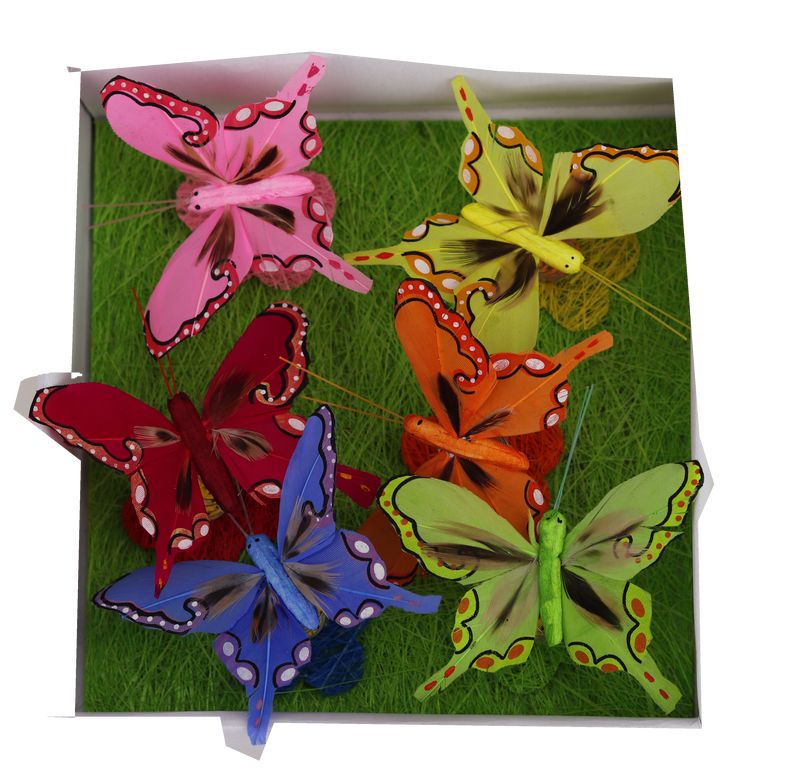 papillon deco 6pcs - 5cm multicolor