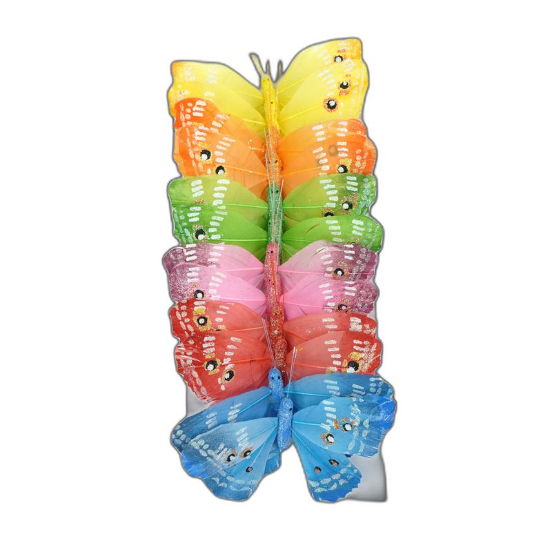 deco vlinder 12pcs - 12cm multicolor