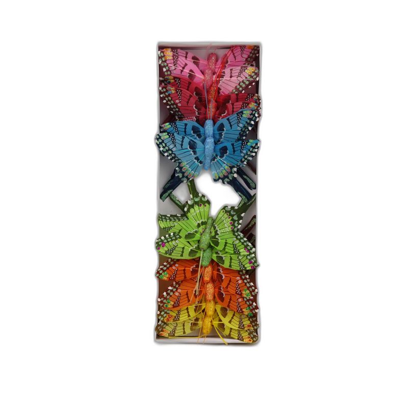 deco vlinder 12pcs - 8cm multicolor
