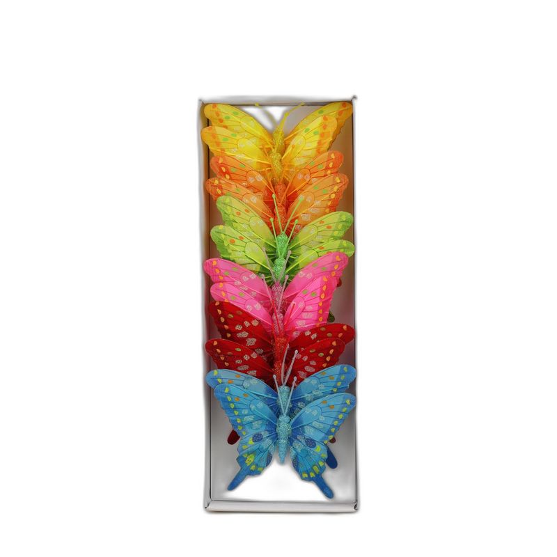 deco vlinder 12pcs - 10cm multicolor