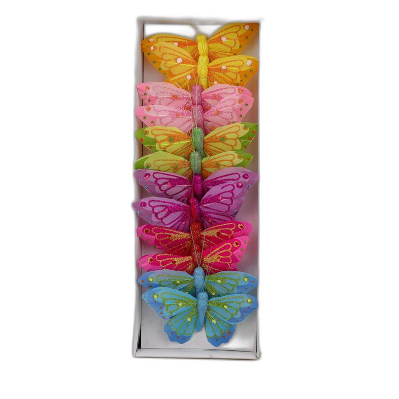deco vlinder 12pcs - 10cm multicolor