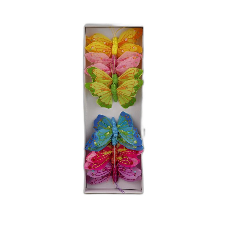 deco vlinder 12pcs - 8cm multicolor