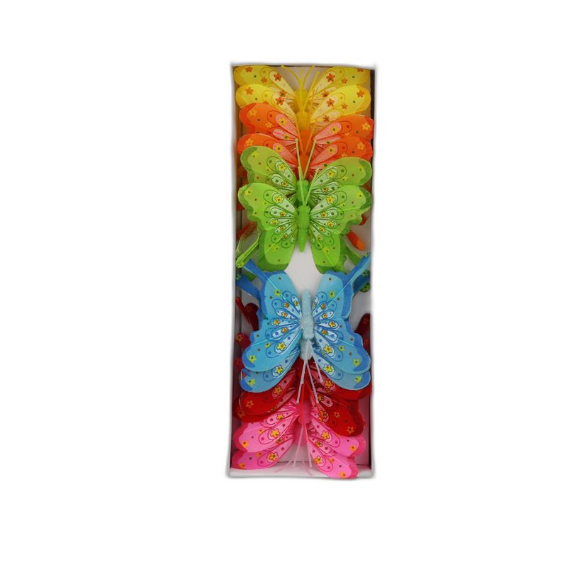 deco vlinder 12pcs - 8cm multicolor