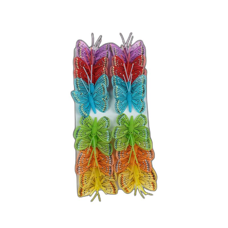 deco vlinder 24pcs - 5cm multicolor