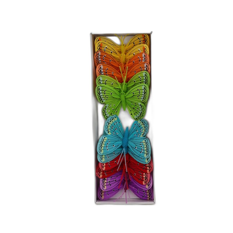 deco vlinder 12pcs - 8cm multicolor