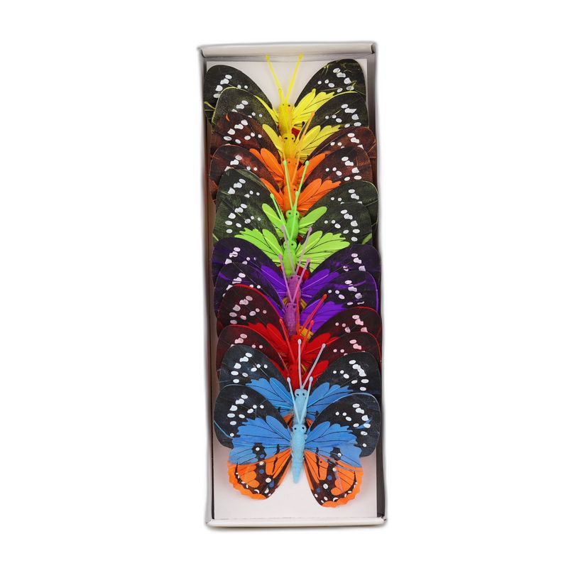 papillon deco 12pcs - 10cm multicolor bord noir