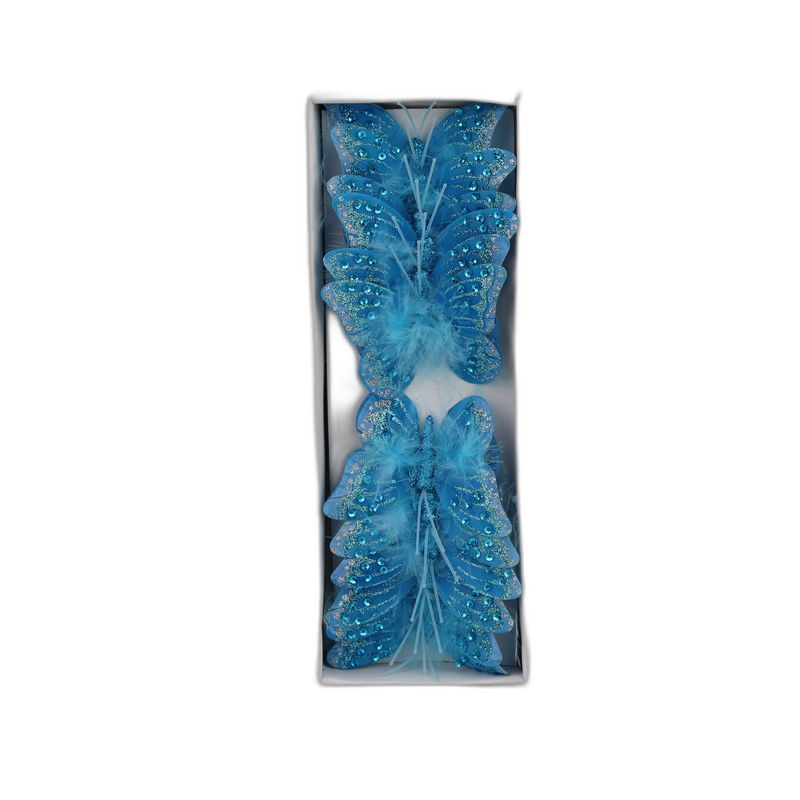 deco vlinder 12pcs blauw - 8cm