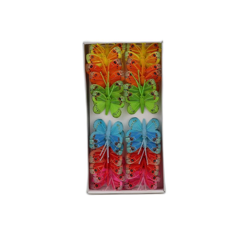deco vlinder 24pc - 5cm multicolor