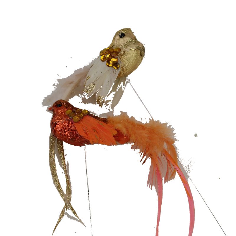 vogels deco goud en brons glitters 6 pcs