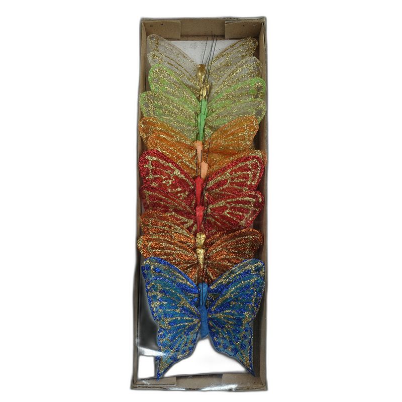 deco vlinder 12pcs - 10cm multicolor *