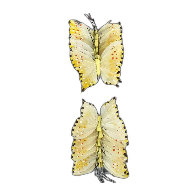 deco vlinder 12pcs - 10cm geel
