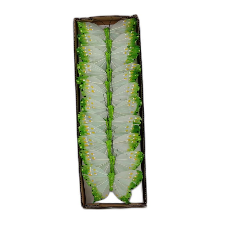deco vlinder 12pcs - 10cm groen