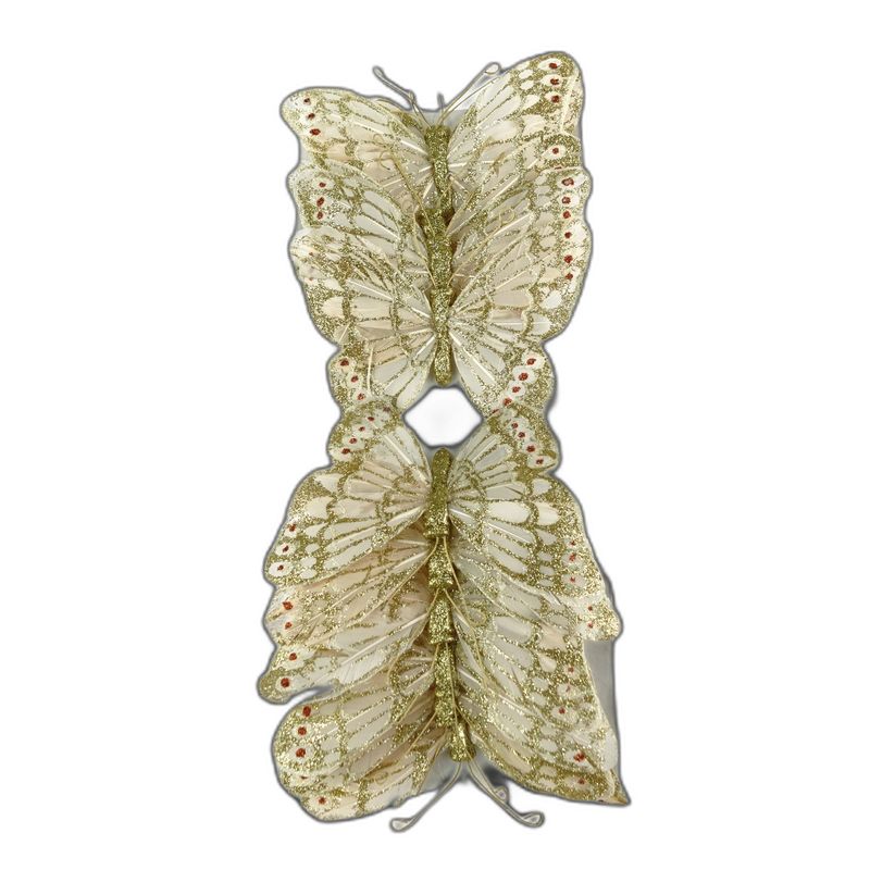 deco vlinder 12pcs wit goud