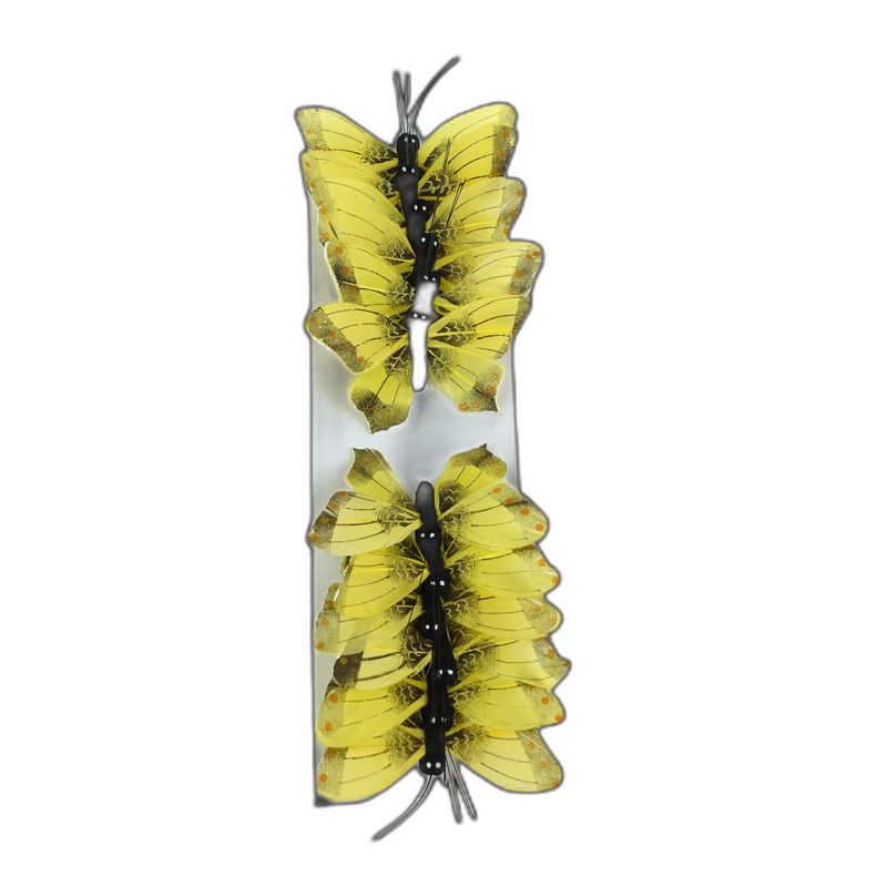 deco vlinder 12pcs - 18cm geel