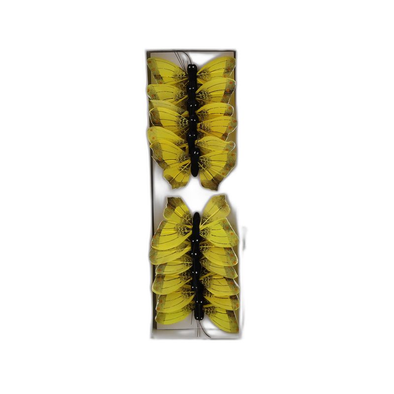 deco vlinder geel 12pcs - 7cm