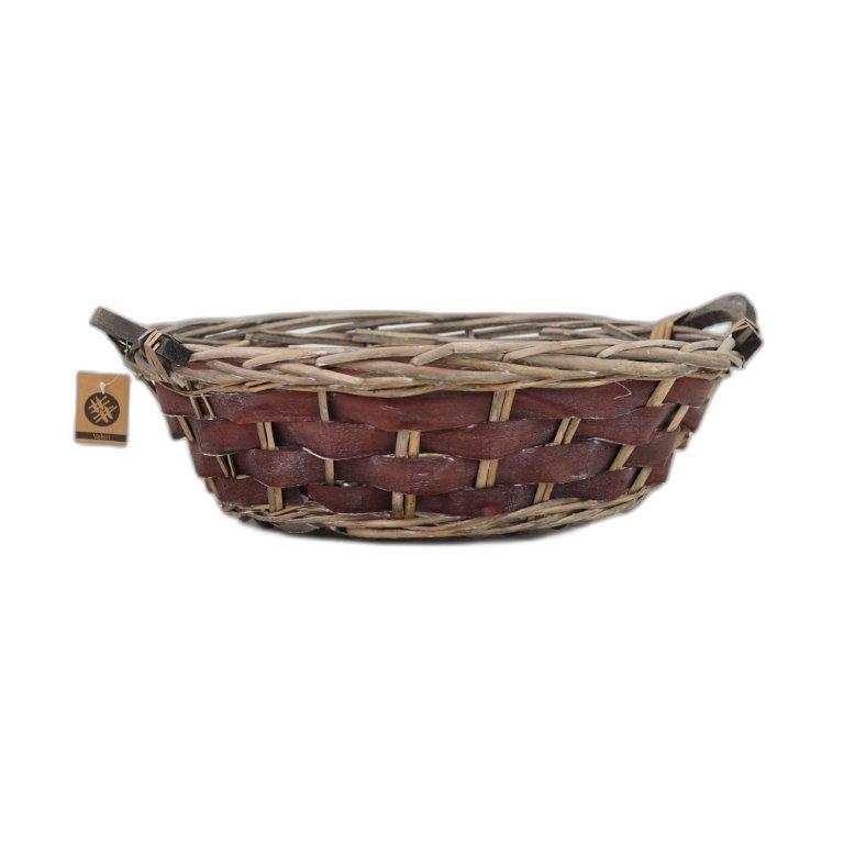 mand rond 2 houten oren naturel/bruin