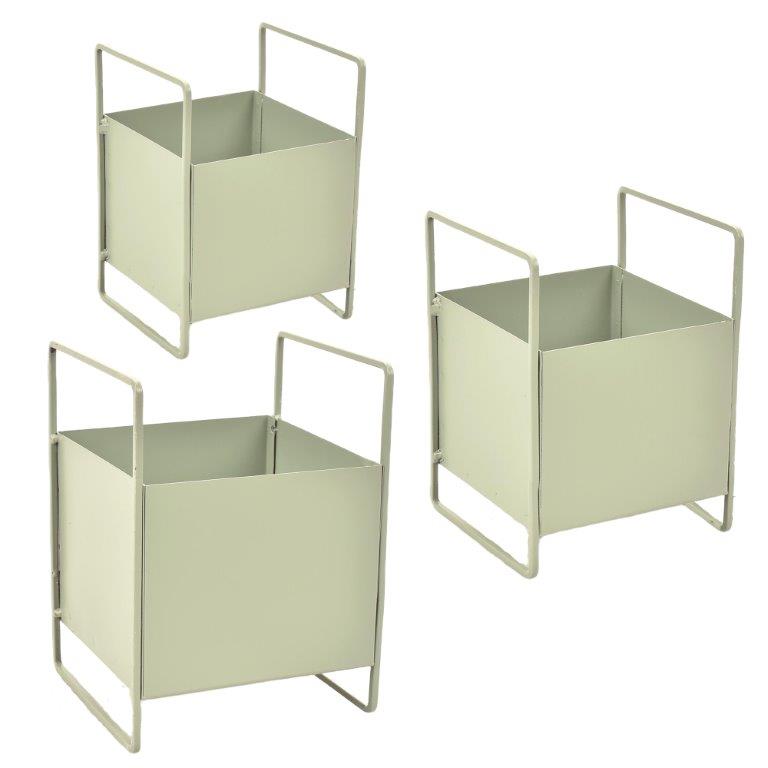 planter in zink mint groen vierkant set 3