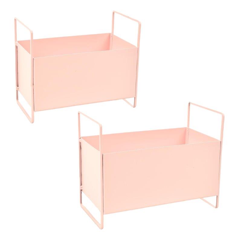 planter in zink licht roze rechthoekig set 2