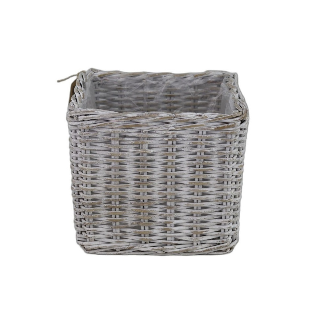 kubu rotin pot carré 20x20 whitewash