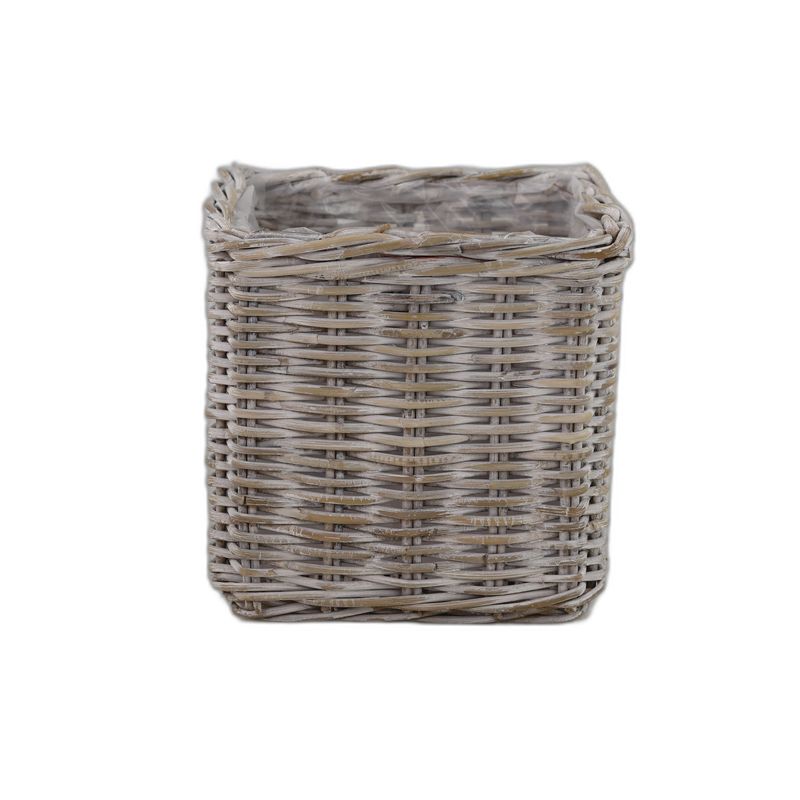 kubu rotin pot carré whitewash