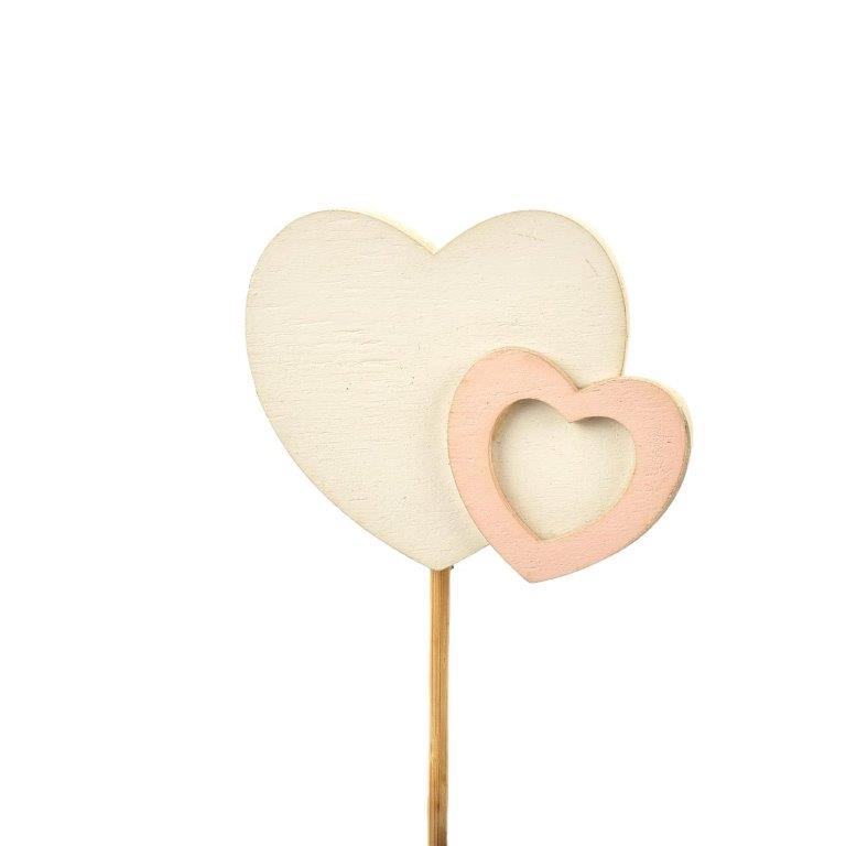 pique fleur Coeur blanc/rose 12pcs