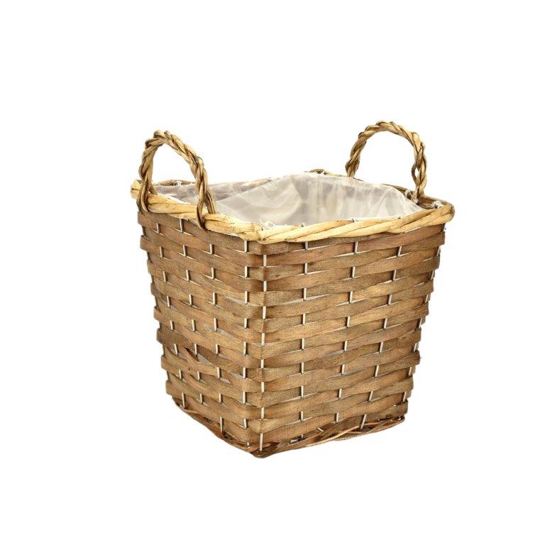 panier carré 2 anses marron L