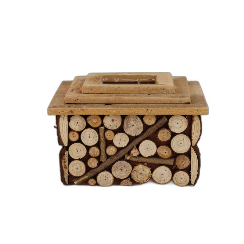 houten bak met schijfjes vierkant set 3