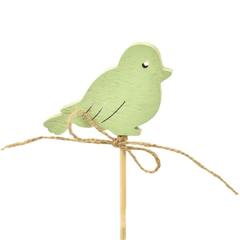 prikker vogel groen + touwtje Pick 12pcs