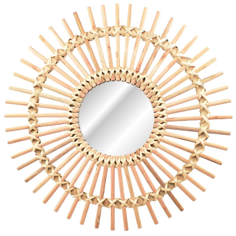 miroir soleil bois naturel D70