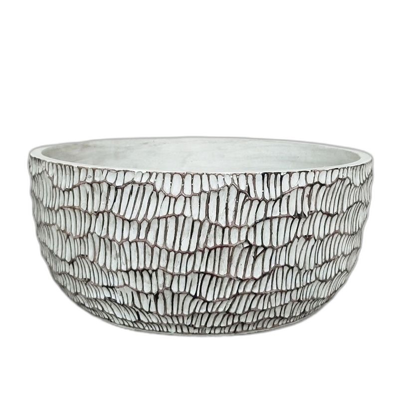 cement bowl 'geometrisch' taupe/wit D28