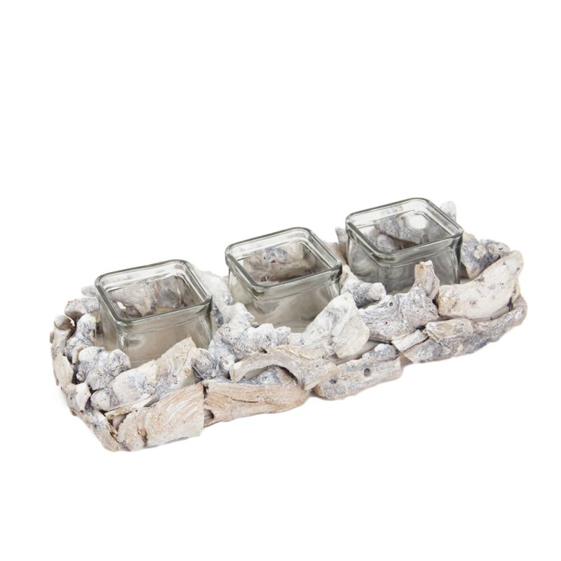 bois flotté sérusé 3 verres carrés