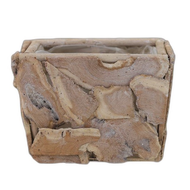 cache pot carré bois flotté cérusé