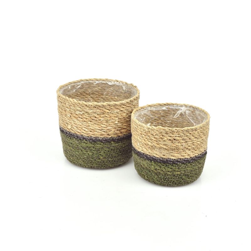 Cache pot jonc de mer SET/2 - Bottom Light-Gre