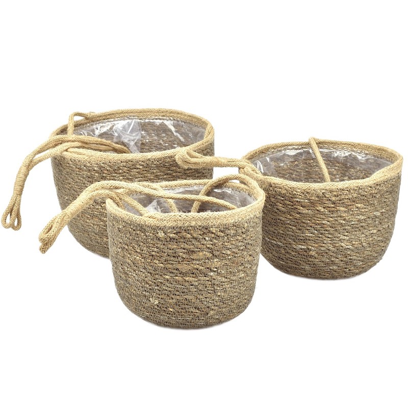 Hanging Seagrass Basket - Ash-Grey SET/3 pcs