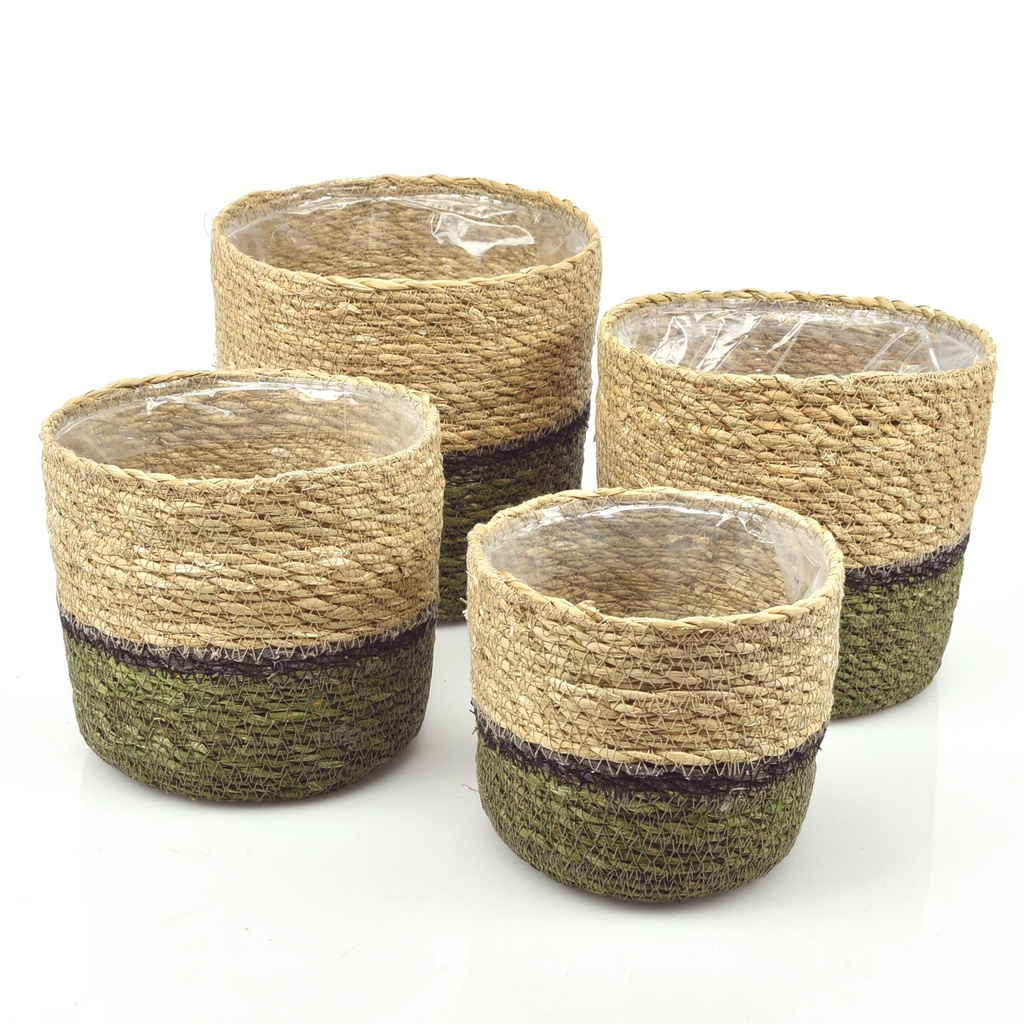 Medium Straight SET/4 pcs Seagrass Baskets - Bottom Light-Gr