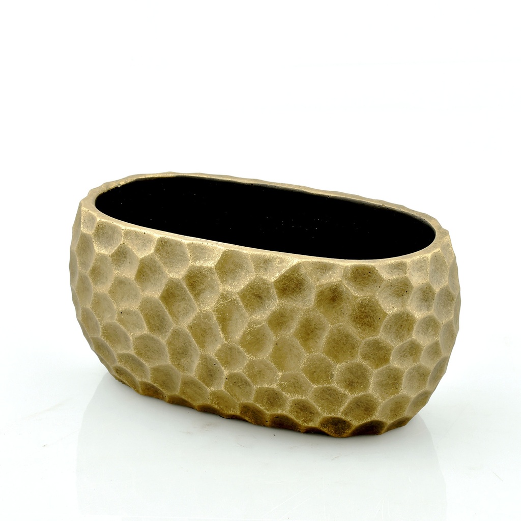 Gold Cement Oval Planter 'Honey' S