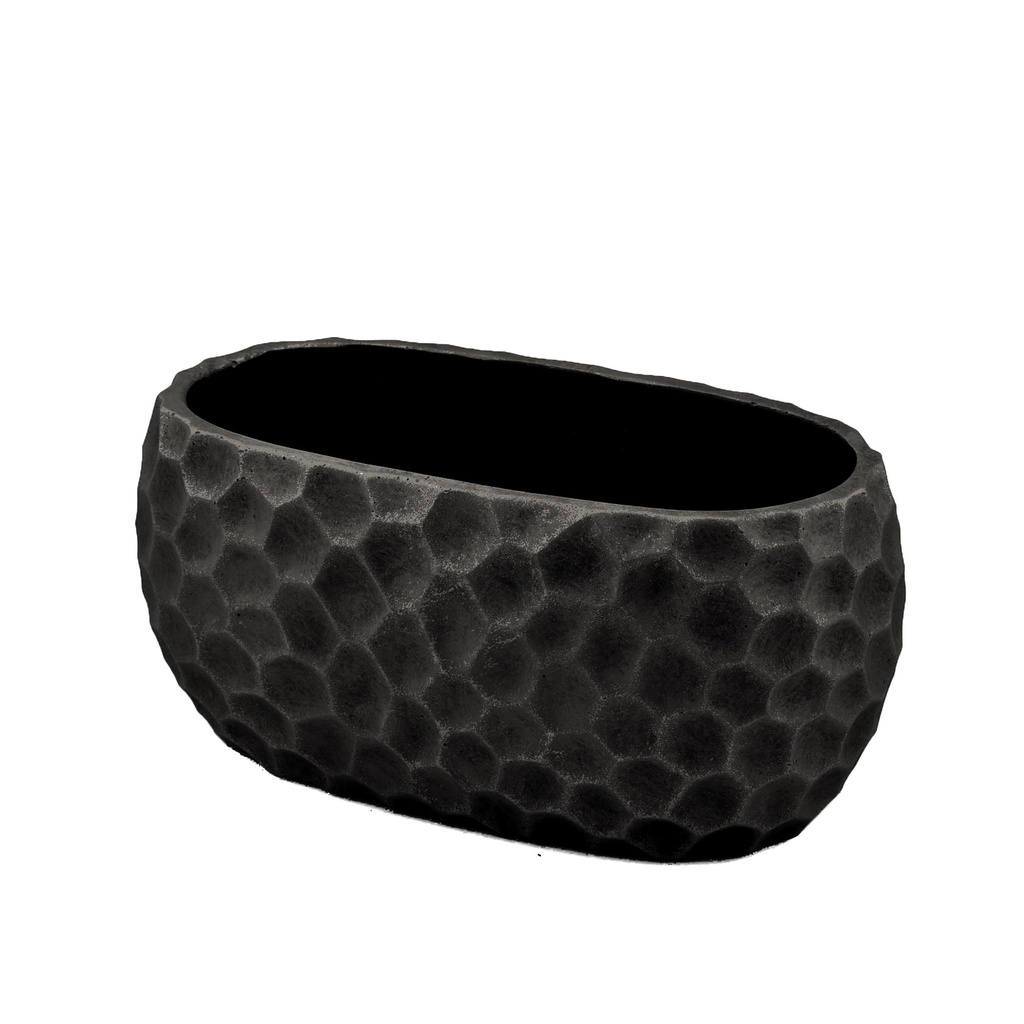 Matt-Black Cement Oval Planter 'Honey' S