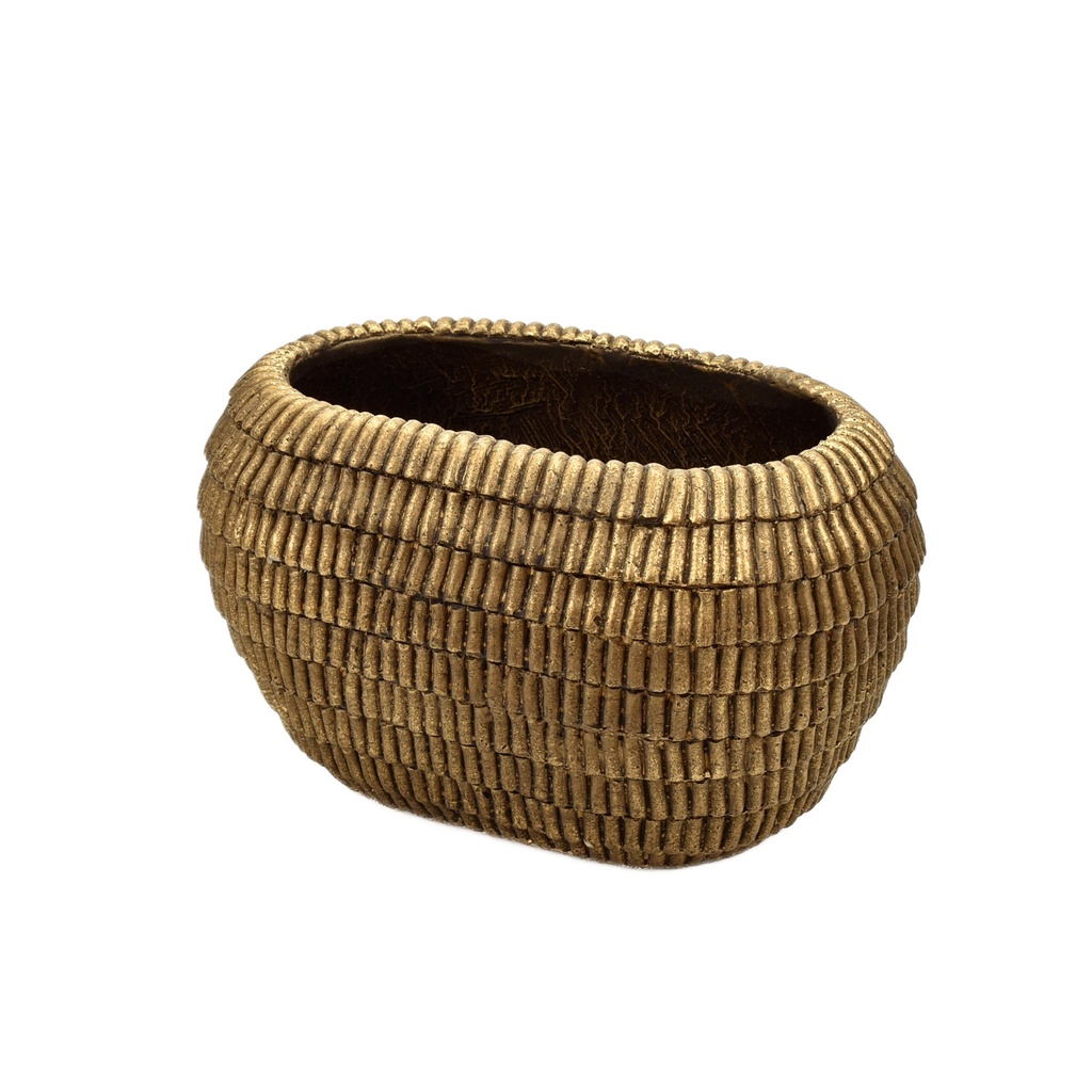 Black/Gold Oval Planter 'Scales' M
