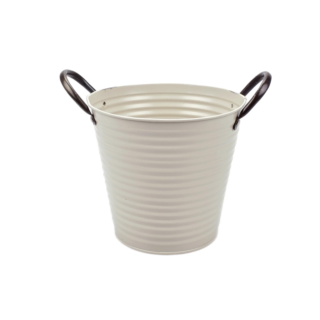 Light-Grey Zinc Pot 'Convex' w/ Dark Ears