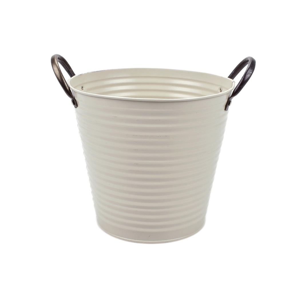 Light-Grey Zinc Pot 'Convex' w/ Dark Ears