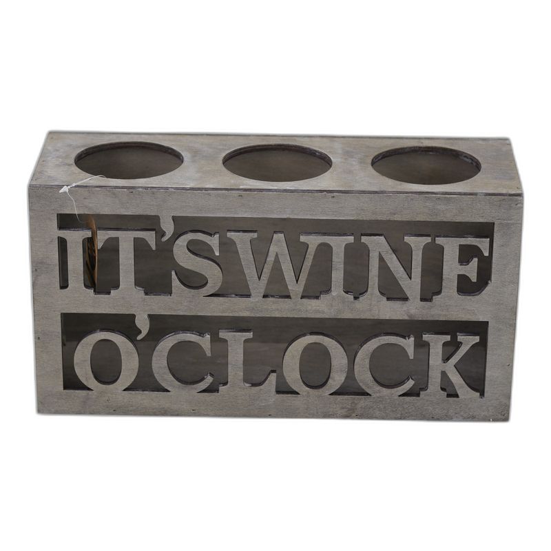 houten flessendrager It's Wine O Clock