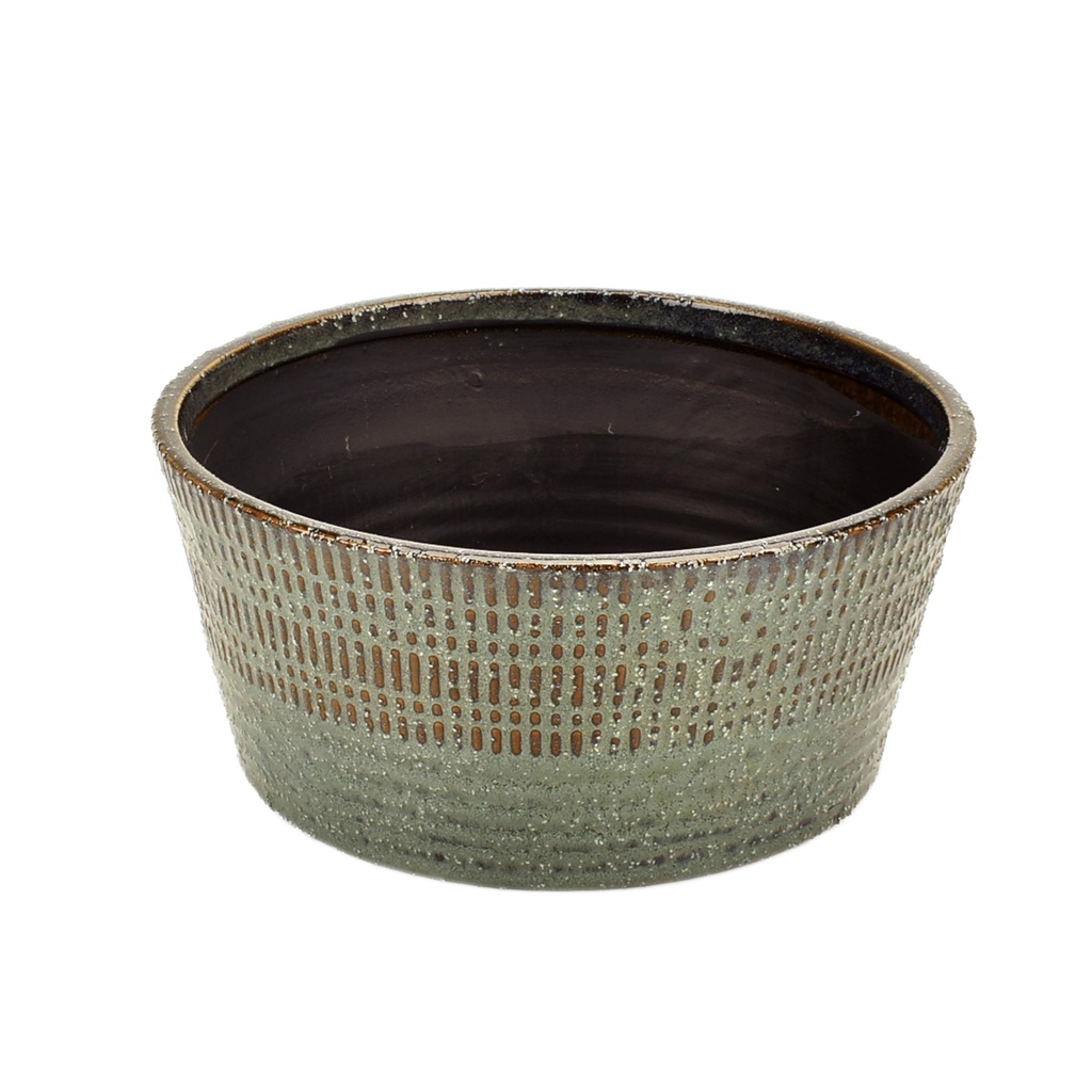 Misty-Blue Stoneware Bowl Planter 'Soul' L