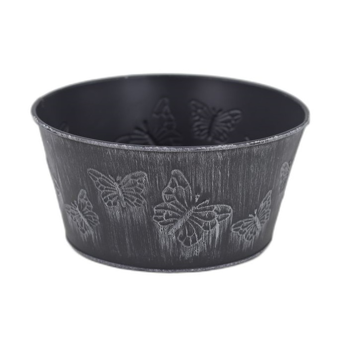 zink Butterfly grijs  ronde schaal M