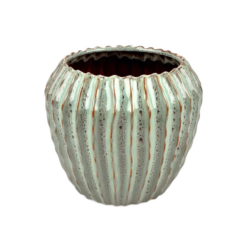 Misty Green Stoneware Pot 'Meso' (ES17)