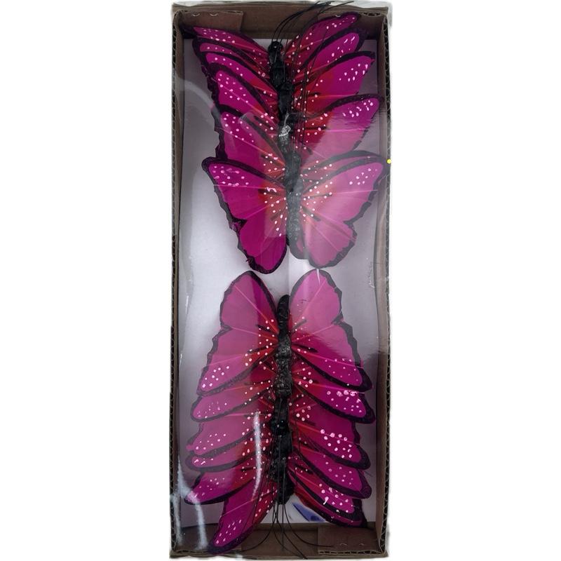 deco butterfly 12pcs - 9cm fushia 
