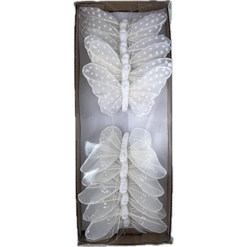 deco vlinder 12pcs - 10cm wit 2 designs