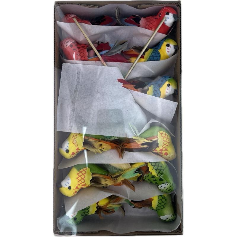 deco vogels 12pcs papegaai op een stokje